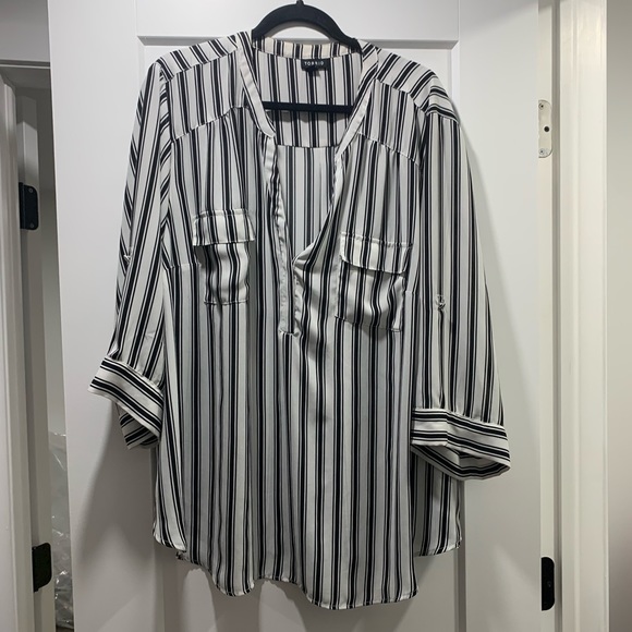 Torrid Black and White Striped Harper Blouse - Picture 2 of 5